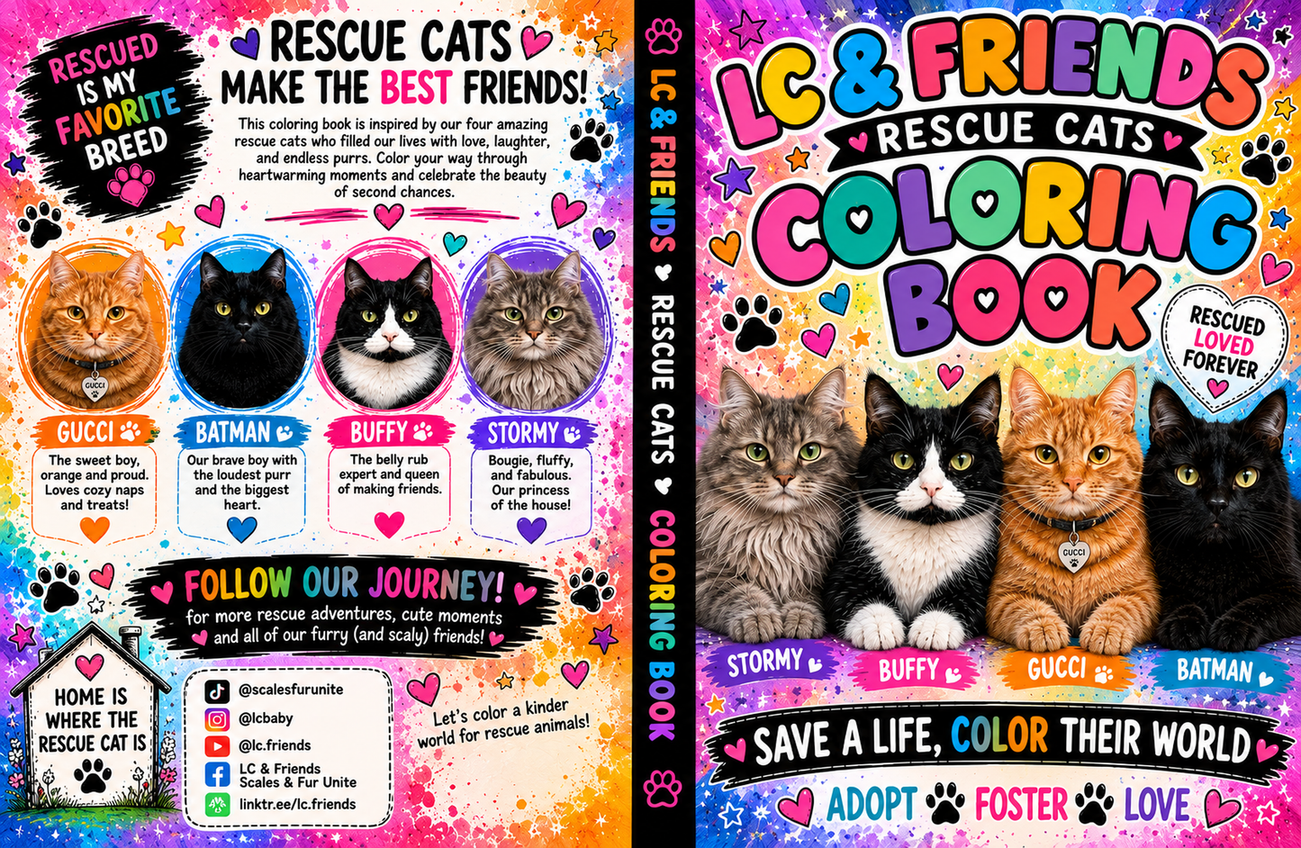 LC & Friends Rescue Cats Coloring Book + Crayon Bundle 🐾🖍️